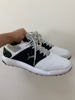 PUMA Ignite Golf Shoes Spikeless White & Black - Men's Size 12